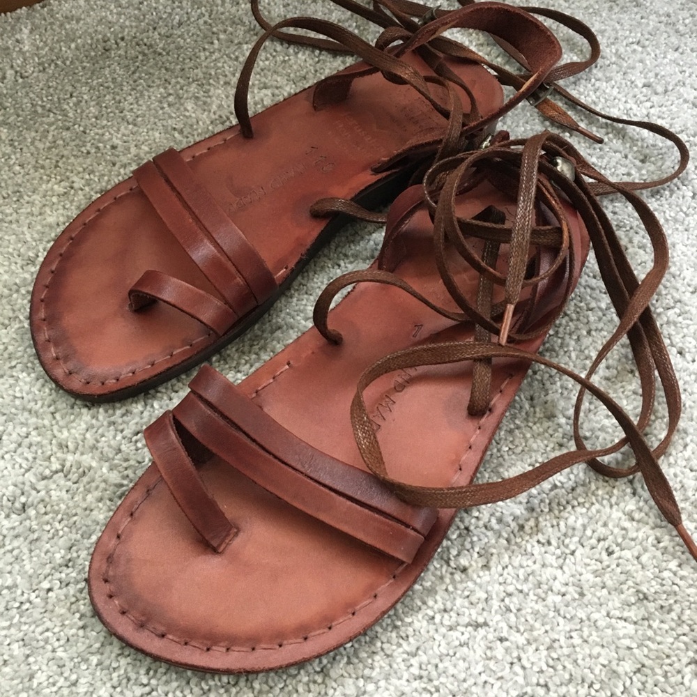 Camel leather gladiator sandals handmade in Israel